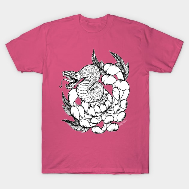 Chrysanthemum Snake T-Shirt by holly_astral